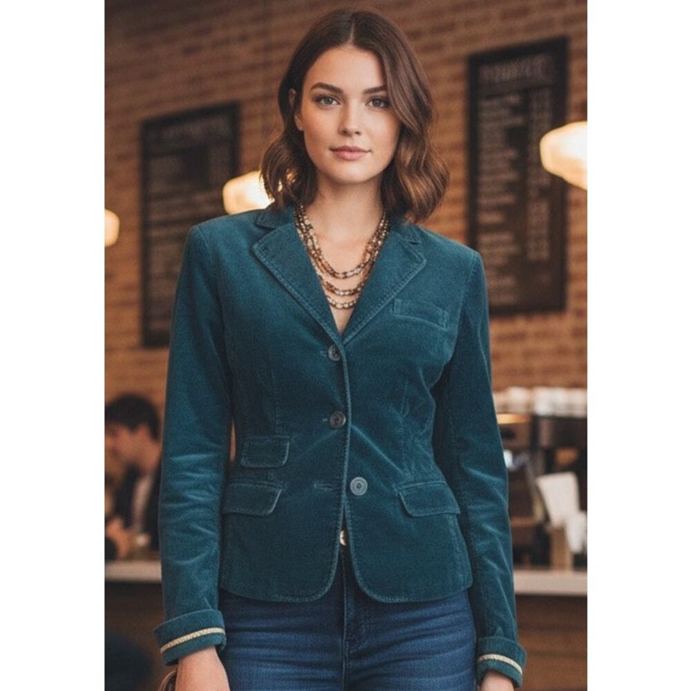 Paul & Joe Blue Corduroy Blazer Tailored Structured Design